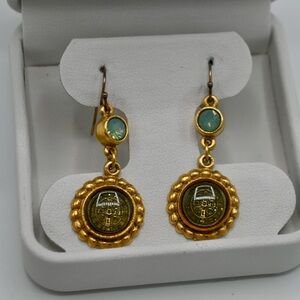 VSA Aquamarine and Magdalena Medallion Earrings